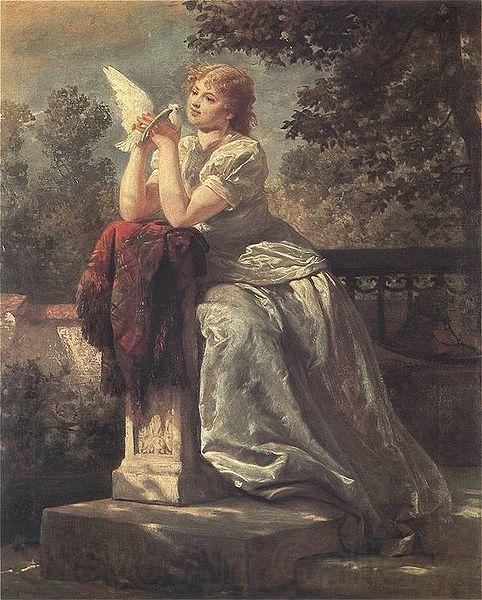 Wojciech Gerson Girl with a pigeon.